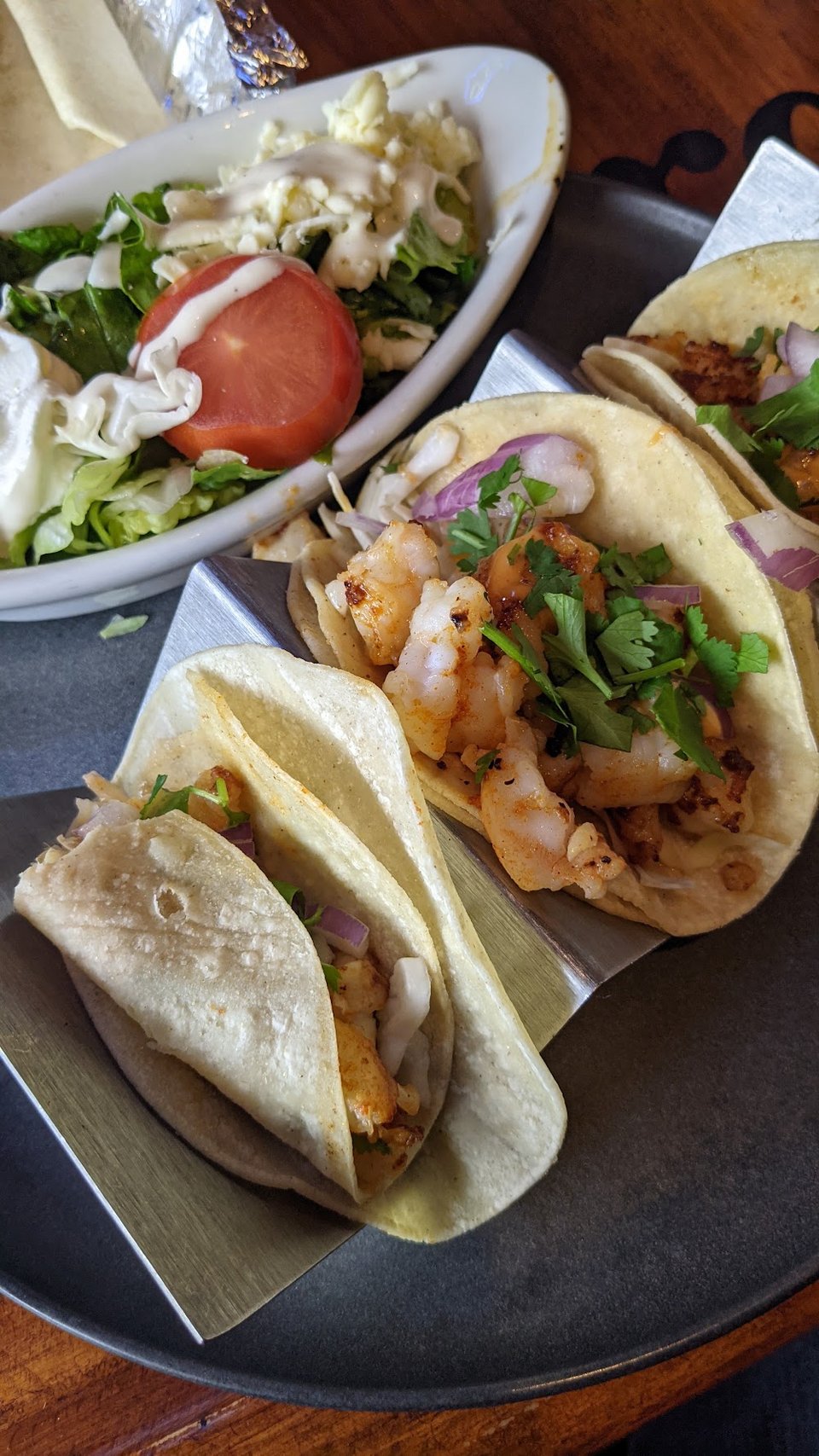Shrimp Tacos with a Side Salad